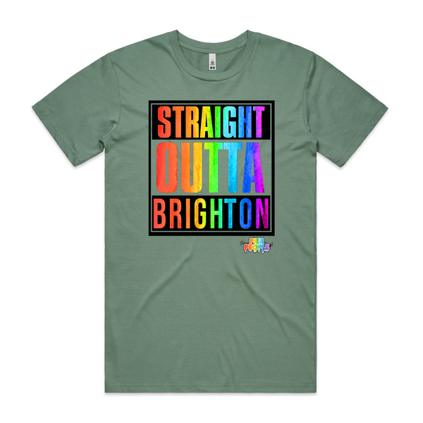 Straight Outta Brighton Rainbow Mens Tee